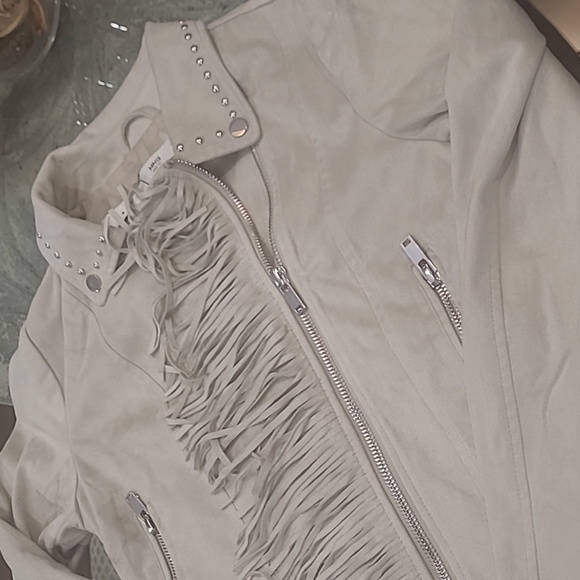 MANGO NEW CROPPED FRINGED STUDDED SUEDE JACKET MEDIUM - Picture 12 of 12